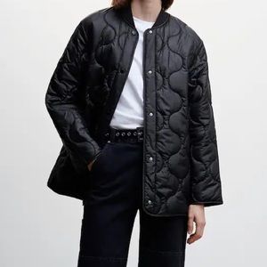 Mango Light Quilted Anorak Jacket Black XL